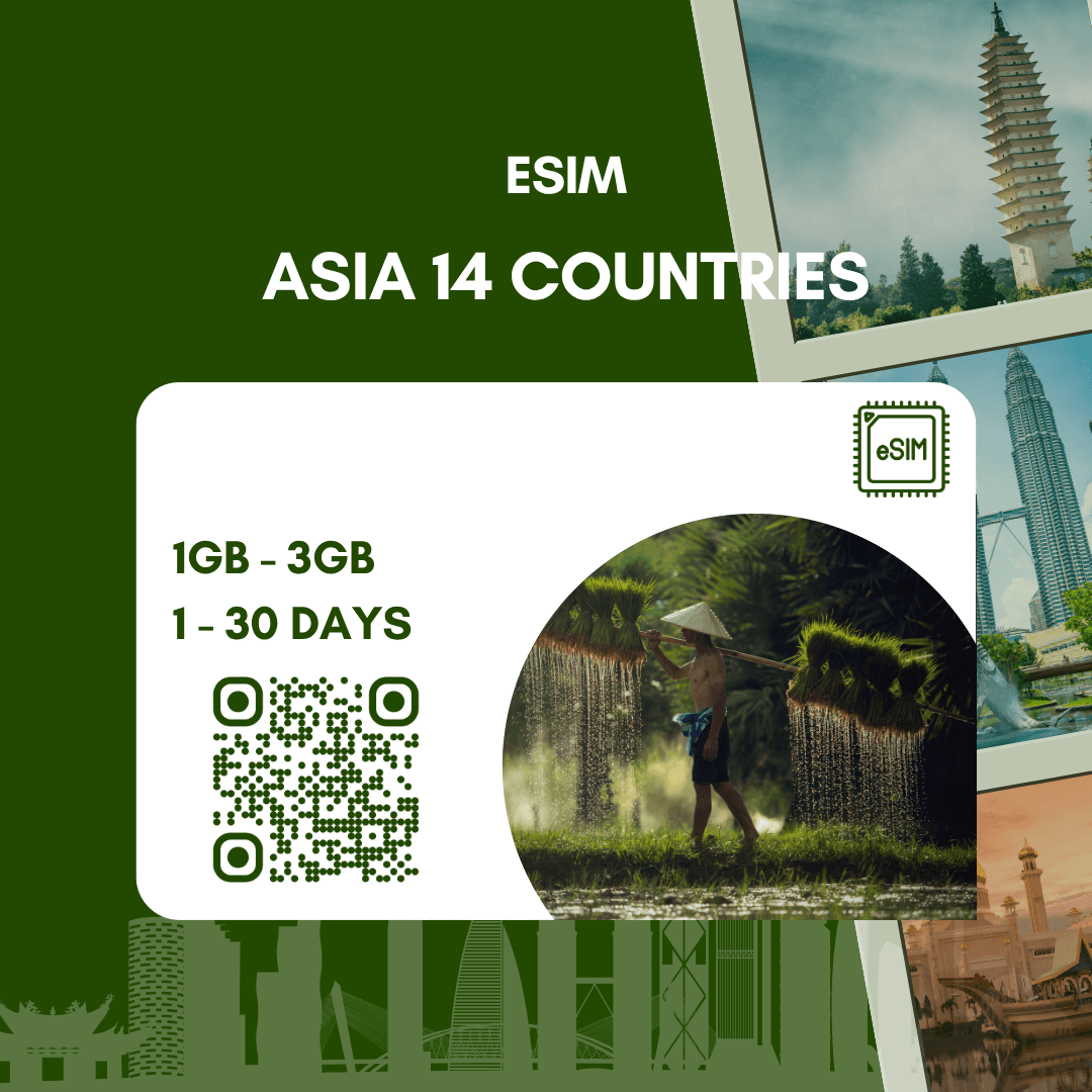 eSIM châu Á 14 nước, chỉ có data tốc độ 4G