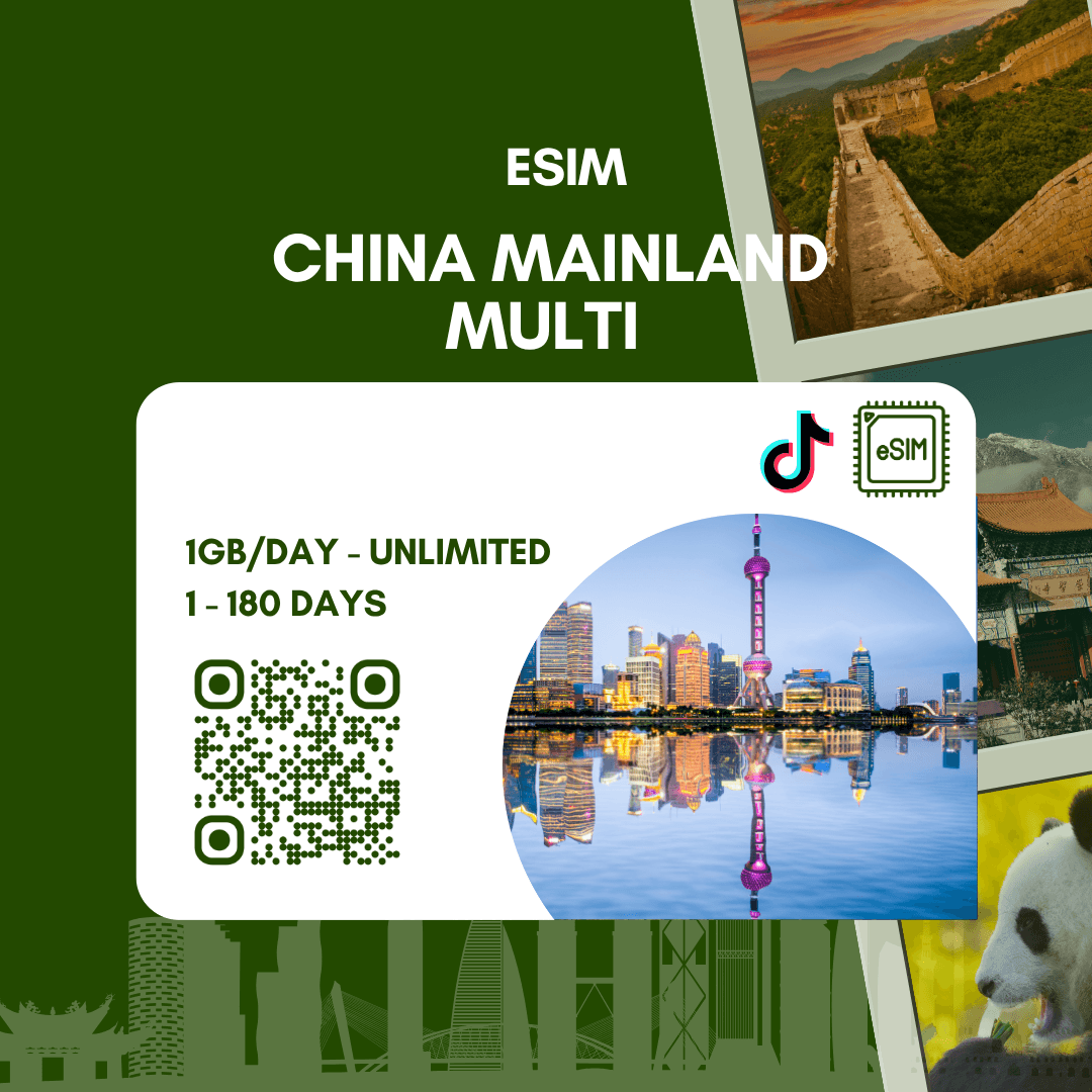 eSIM Trung Quốc Mainland Multi tốc độ cao 4G, sử dụng TikTok*